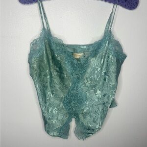 Vintage Victoria's Secret Aqua Lace Slip Camisole Top